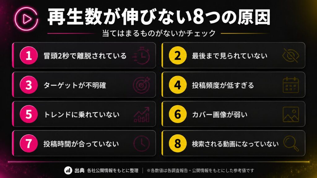 ショート動画再生数が伸びない８つの原因
