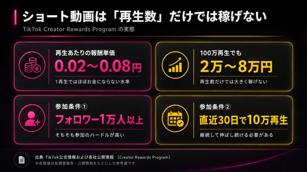 ショート動画は再生数だけでは稼げない