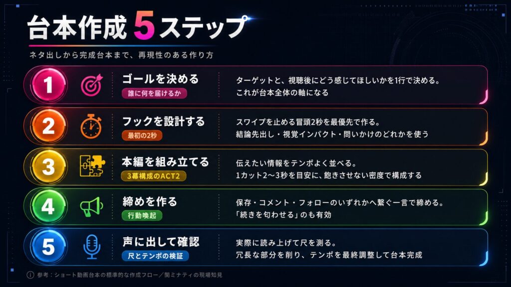 ショート動画台本作成の5ステップ