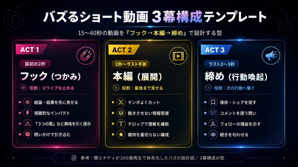 バズる動画の核心「3幕構成テンプレート」